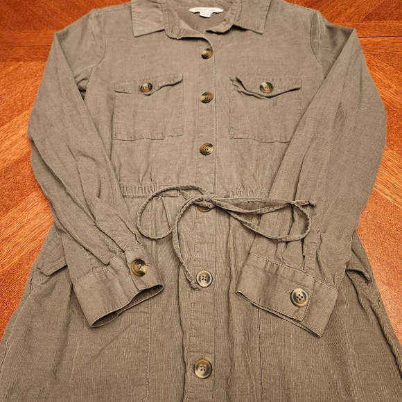 Women's American Eagle Olive Green Long Sleeve Shirt Dress XS B1 - Picture 3 of 6